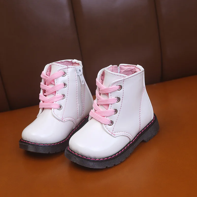 New Waterproof Children Autumn Boots For Baby Girl Fashion Ankle Patent Leather Boots Kids Princess Shoe 1 2 3 4 5 6 Year