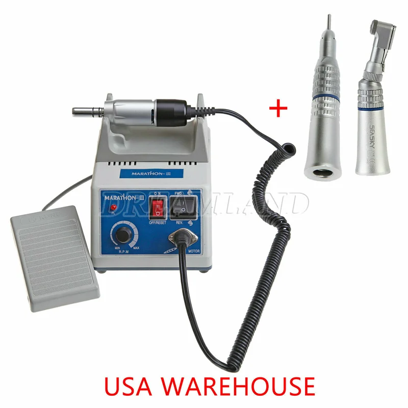 

Dental Lab E-TYPE micromotor polish hand piece with contra angle & straight handpiece SEAYANG MARATHON 3 + Electric Motor