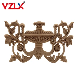 Wall Wood Carved Applique Wood Molding Decoration Frame Corner Onlay Unpainted Furniture Home Door Decor Decoration Accessories