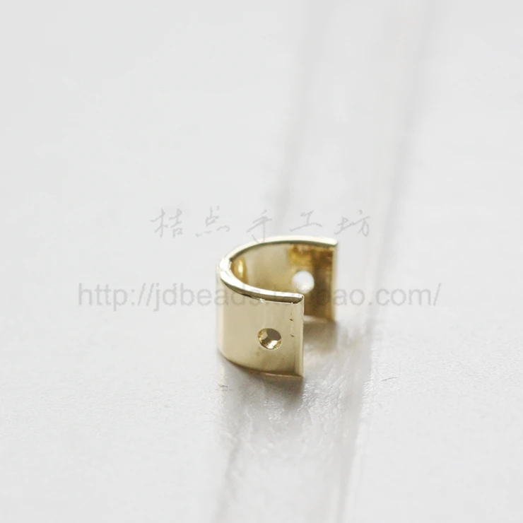 DIY Supply-Solid Brass Finding Two Holes Spacer - Curved Bead Frame - Half Circle 8x6mm (3321C)