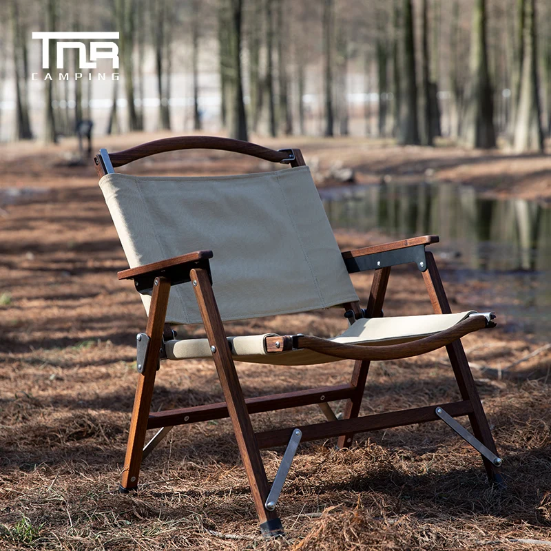 TNR Outdoor Camping Solid Wood Folding Chair Relax Camping Chair Portable Foldable BBQ Picnic Chair for Outdoor Furniture