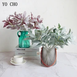 YO CHO 38cm Green Silk Artificial Rabbit Ear Leaf Plant Vine Leaf 1 Piece DIY Home Bathroom Decoration Garden Party Decoration