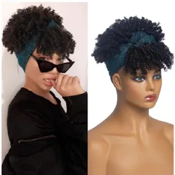 Hedband Synthetic Women's Wig Black Short Afro Kinky Curly Wigs High Temperature Hair Wigs