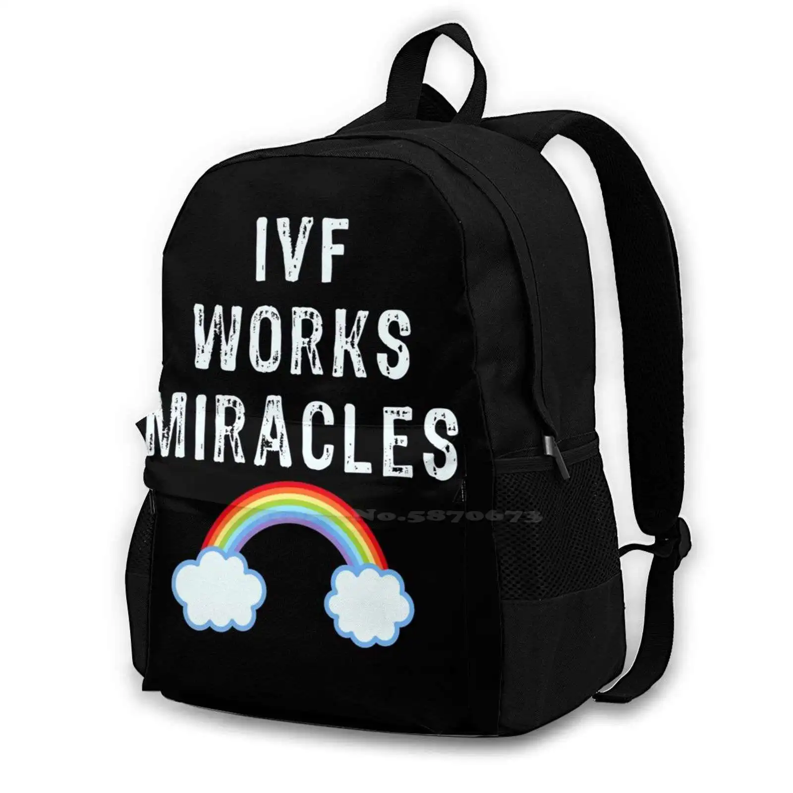 Ivf Works Miracles Rainbow Baby Bag Backpack For Men Women Girls Teenage Black Ivf Pregnancy Maternity In Vitro Invitro Obgyn