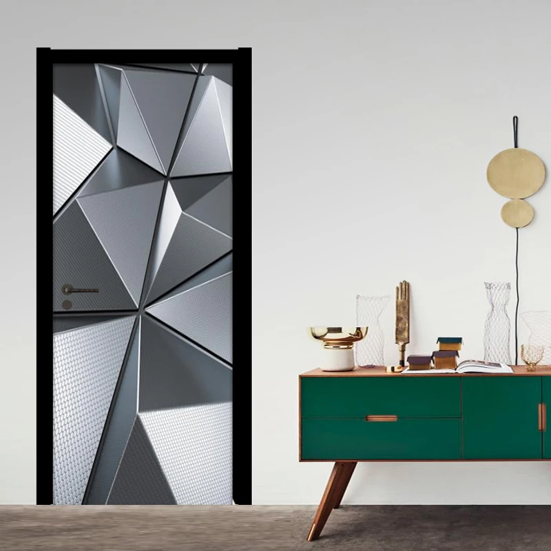 

Современные 3D-наклейки на дверь, абстрактные геометрические узоры, самоклеящиеся водонепроницаемые обои из ПВХ для дверей и стен, настенные наклейки