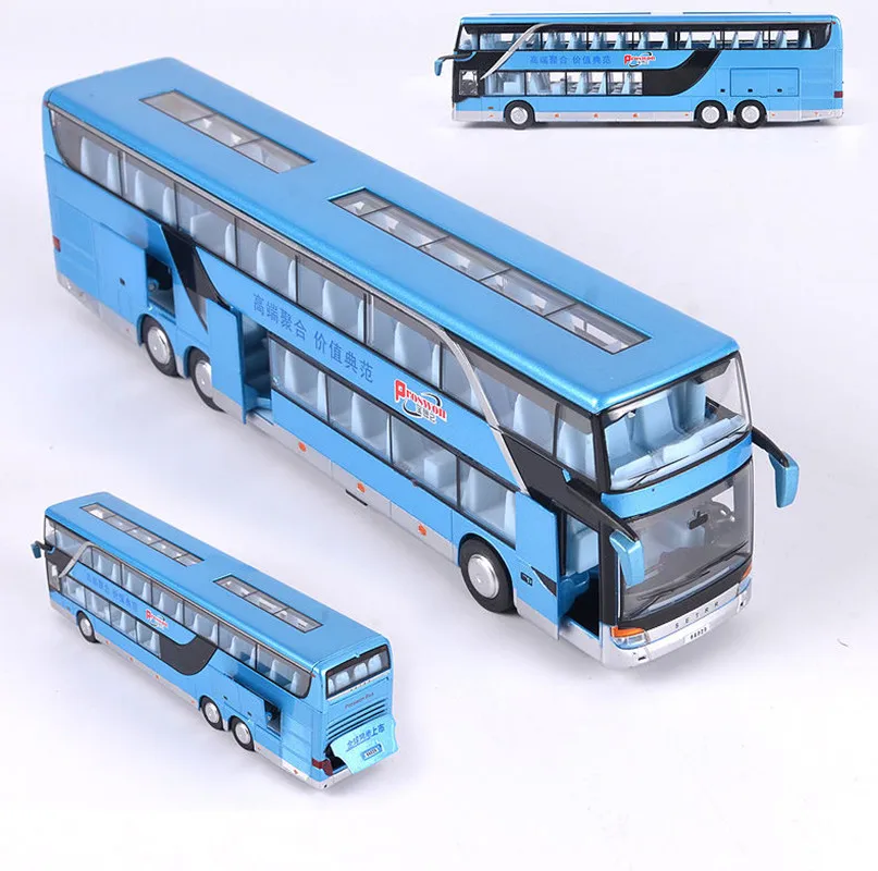 Hot gift 1:50 travel bus alloy model,simulation double-decker bus model,children's sound and light pull back toys,free shippi