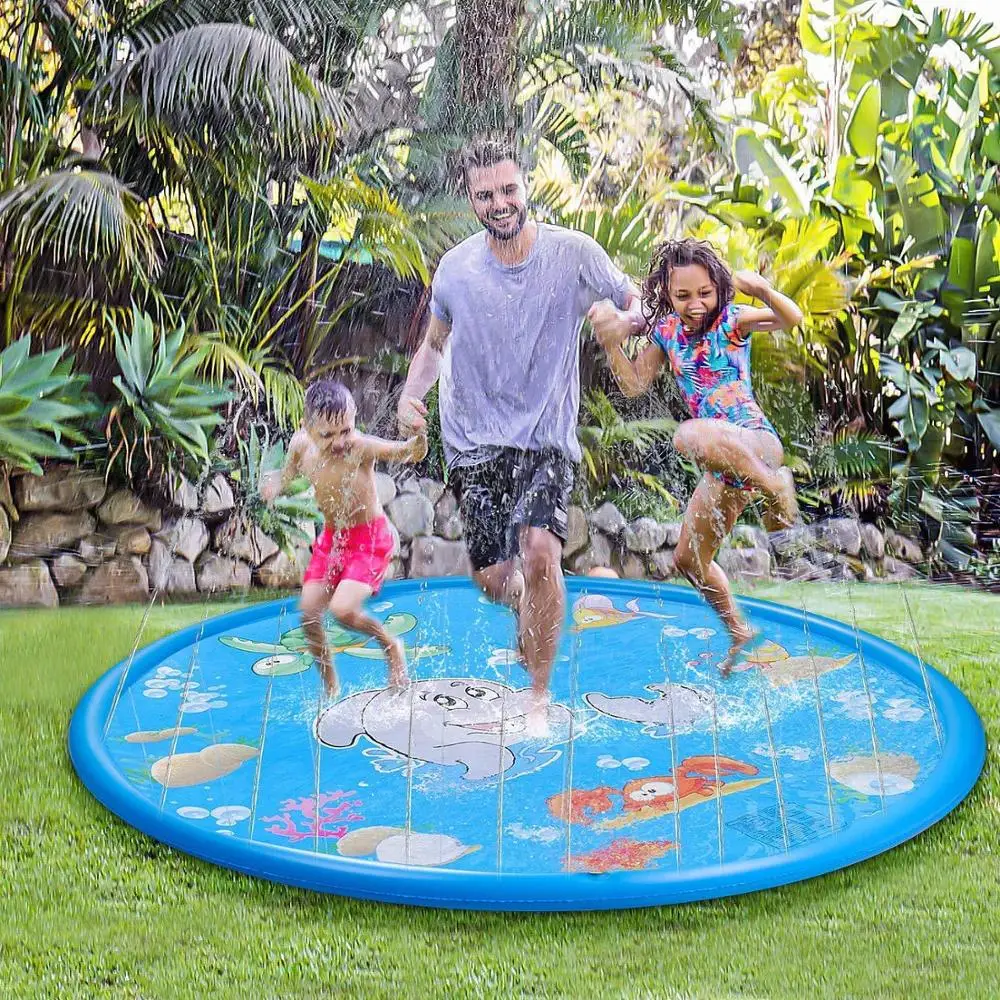 

170cm Baby Kids Water Mat Playing Games Water Column PVC Mattress Float Pool Spray Outdoor Tub Swimming Pool Toys Summer Party