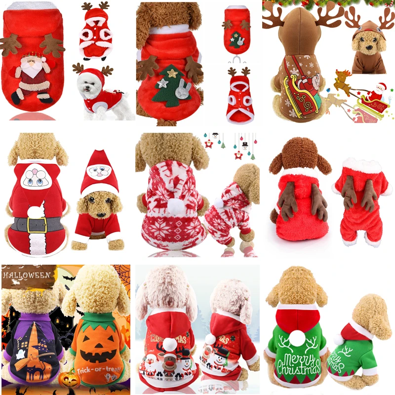 Christmas Dog Clothes Small Dogs Santa Costume for Pug Chihuahua York shire Pet Cat New Year Clothing Jacket Coat Pets Costume