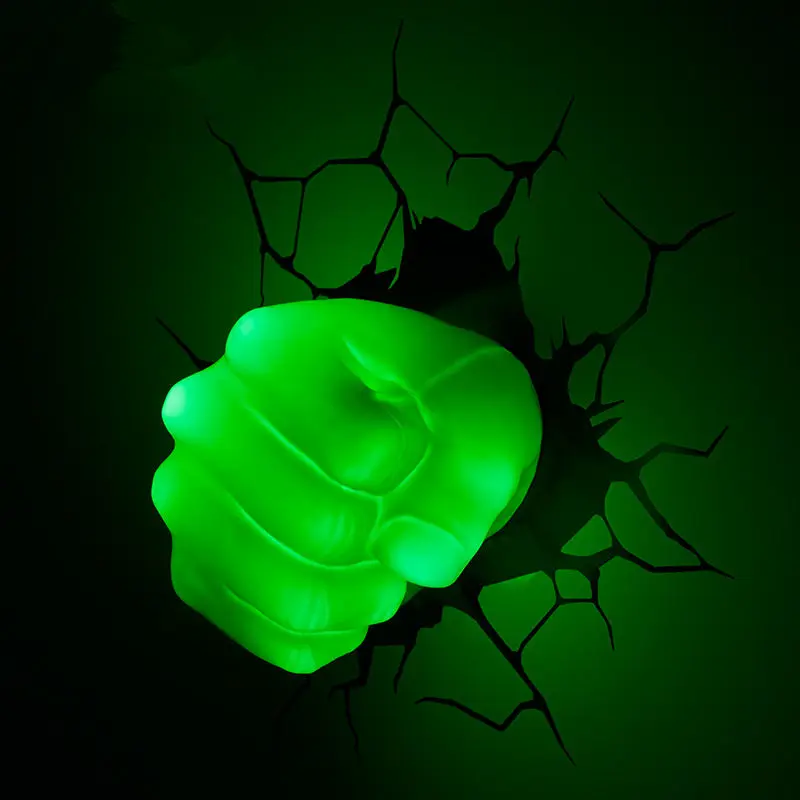 

[New] Creative Green giant Head Helmet Fist Glove model 3D Wall Lamp Unique LED light Fist lamp Home room decorations gift