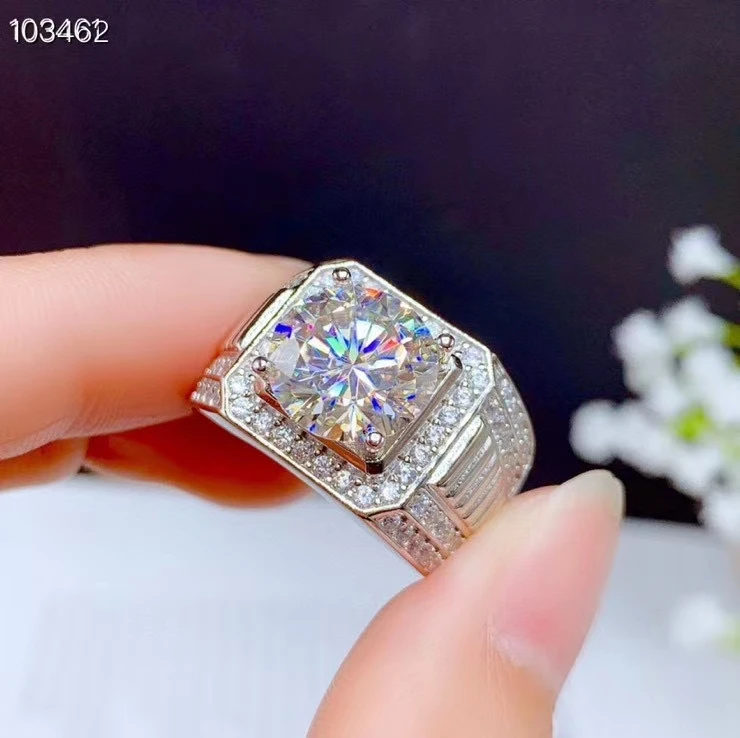 

luxury super big size sparking natural moissanite men ring real 925 silver wedding gift 11*11mm size muscular power style king