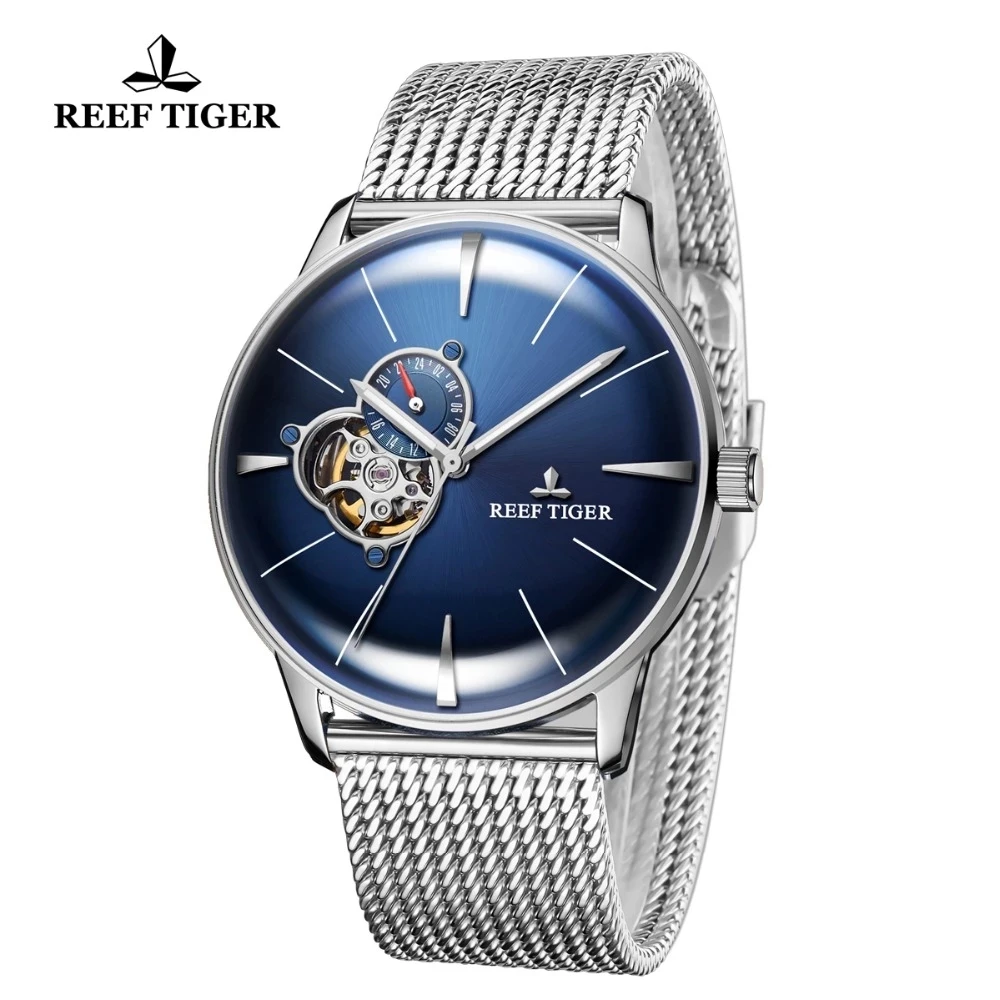 Reef Tiger/RT Luxury Designer Watches Automatic Mechanical Watch Men Steel Bracelet Watch Waterproof Watch Reloj Hombre