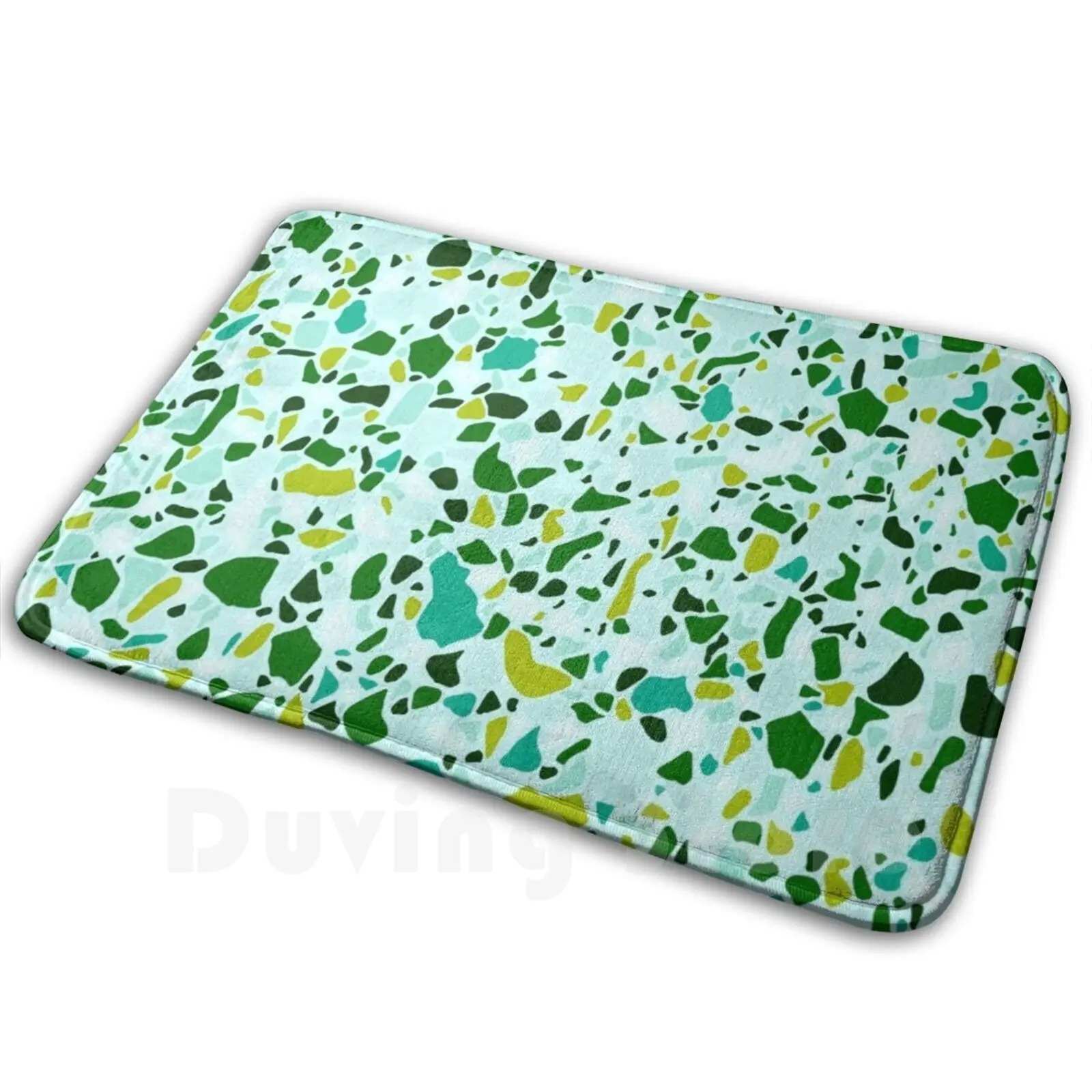 So Terrazzo Greens Mat Rug Carpet Anti-Slip Floor Mats Bedroom Terrazzo Pattern Pattern Green Turquoise Aqua Lime Green 80 S