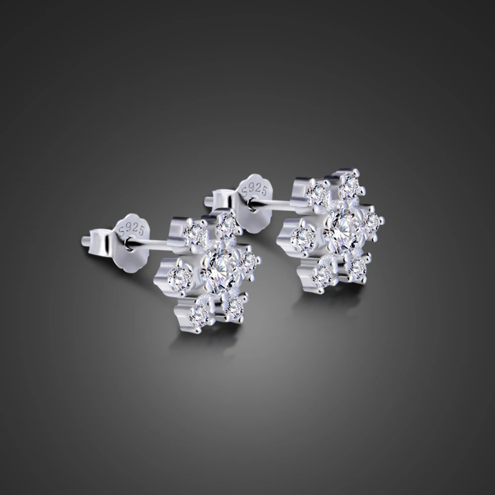 Lightweight Daily Wear 925 Silver Earrings for Women's Art Deco Snowflake Earrings Fine Silver Stud Earring Birthday Gift