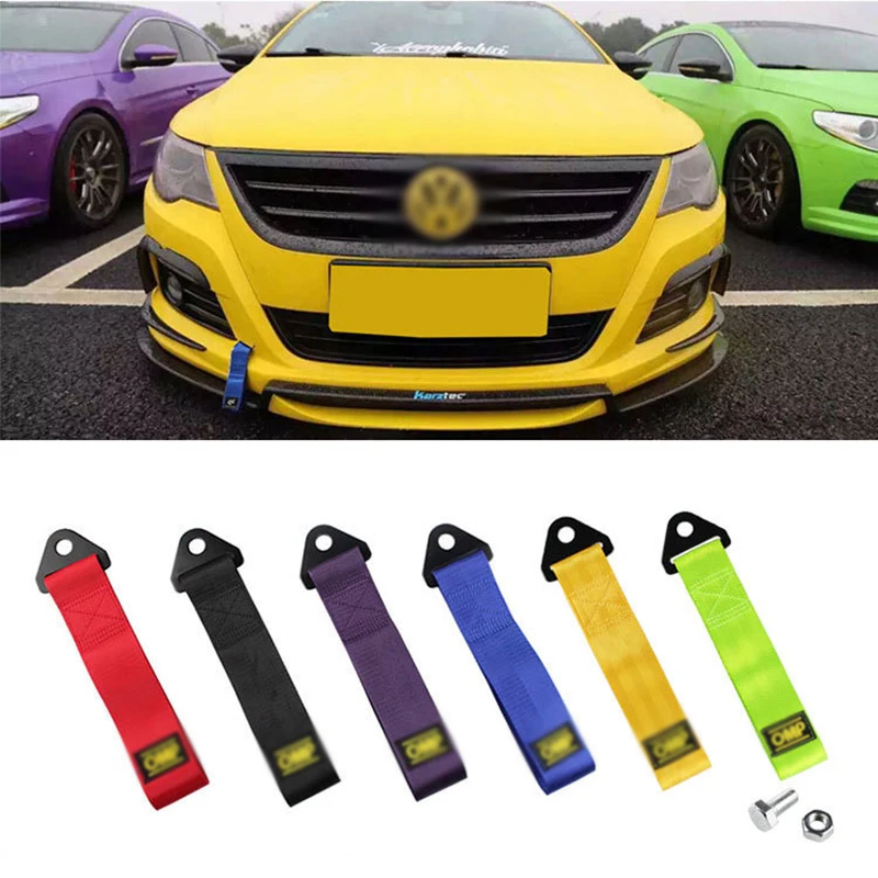 Drift Rally Car Towing Tow Strap Belt Hook High Strength Tow Strap Emergency Tool for Front Or Rear Bumper Towing Hooks