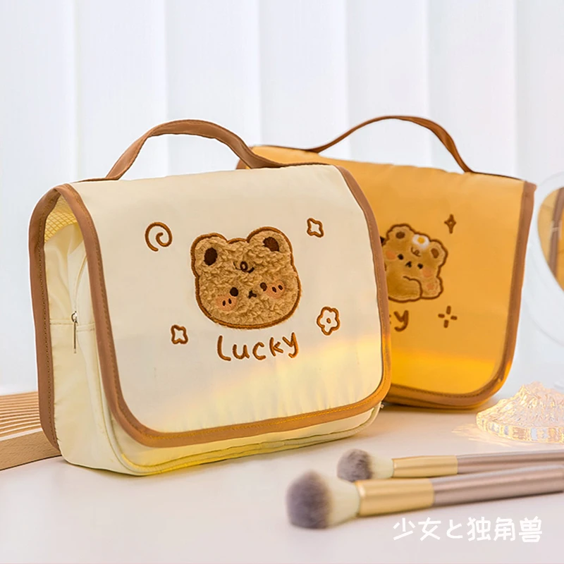 Portable Cosmetic Bag for Women Cartoon Large Capacity Travel Makeup Bags Toiletries Organizer Cute Hanging Bathroom Wash Bags