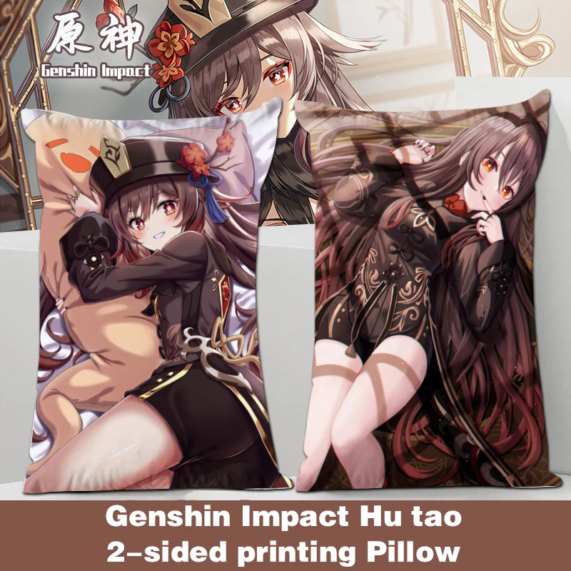 

Genshin Impact Li Yue Hu Tao Dakimakura Cute Anime Pillow Half-Length Pillow 2-Sided Printing Bedroom Sofa Cushion Bedding