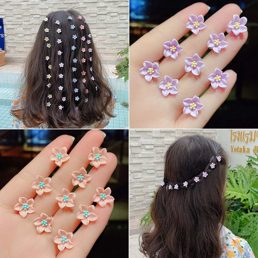 10pcs Small Flower Buckle Hair Clips Hairpins for Kid Girls Fashion DIY Hair Styles Holder Hair Pins Claws Hair Accessories