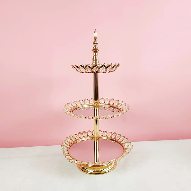 

3 tiers cupcake stand gold mirror Dessert Display Decoration Tools Wedding Crystal