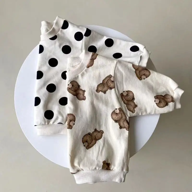 

2022 New Autumn Infant Baby Clothes Korean Style Newborn Boys Girls Long Sleeve Sweatshirt Children Jumper Bear Print Kid Hoodie