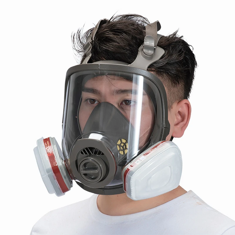 7 in 1 Gas Mask Acid Organic Full Face Mask Respirator Paint Chemical Pesticide Laboratory Dust Mask Matched with Filters PM022