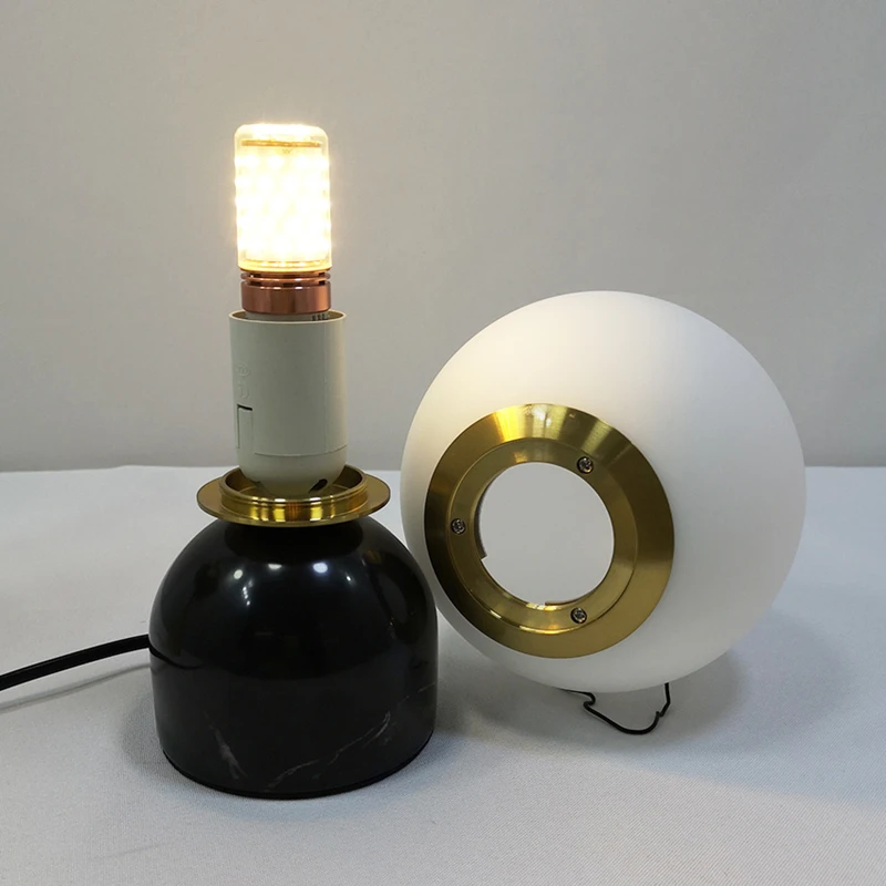 Nordic Bedside Marble Round Glass Table Lamp For Living Room Study Dining Light Luxury Hot Sale Bedroom Furniture