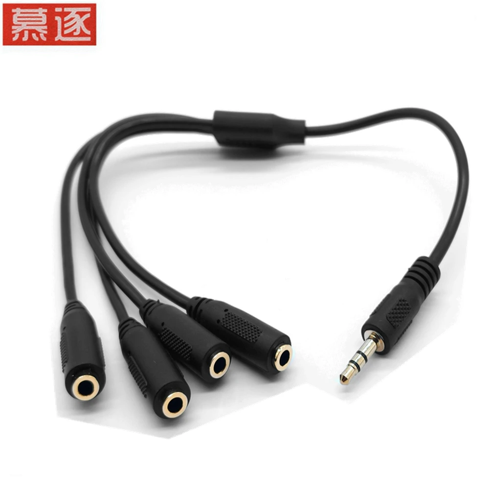 (1/8 inch) TRRS Stereo Plug Male to 3 x 1/8 inch 3.5mm Stereo Jack Female 3.5mm Stereo Audio Splitter Cable Gold Plated 3.5mm