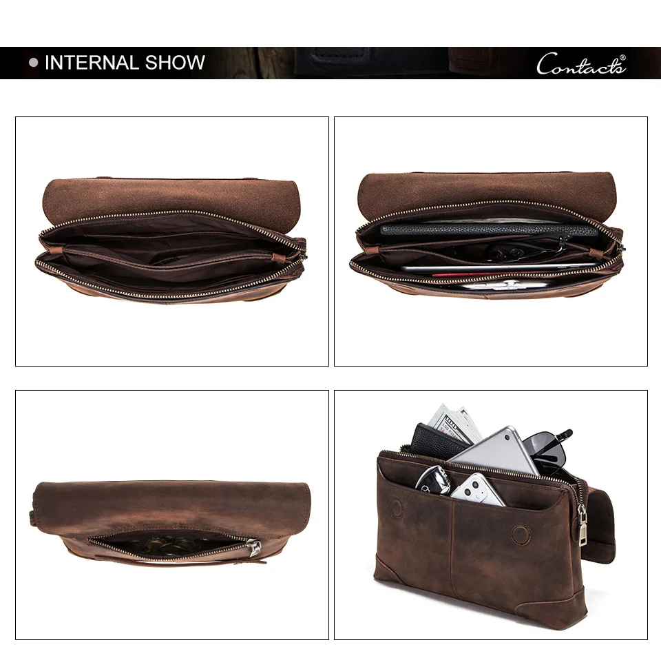 Luxus Rindsleder Herren Clutch iPad Mini 4 5 6 iPhone Clutches für männliche Männer Brieftasche Mode große Kapazität Geldbörse Geschenk – Detail 9
