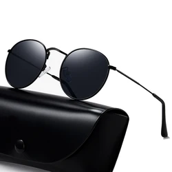 High-end Round Men Women Driver Sun Glasses Polarized Mirror Sunglasses Custom Made Myopia Minus Prescription Lens -1 to -6