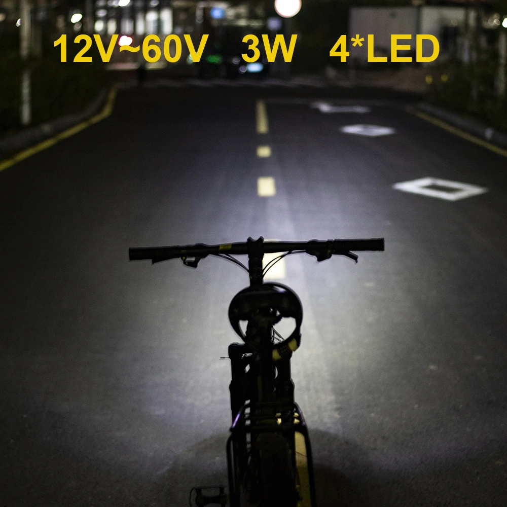 Wexplore bicicleta elétrica frente e ebike conjunto de luz traseira entrada 12v 24v 36v 48v 60v alto-falante embutido e-bike farol e luz da cauda