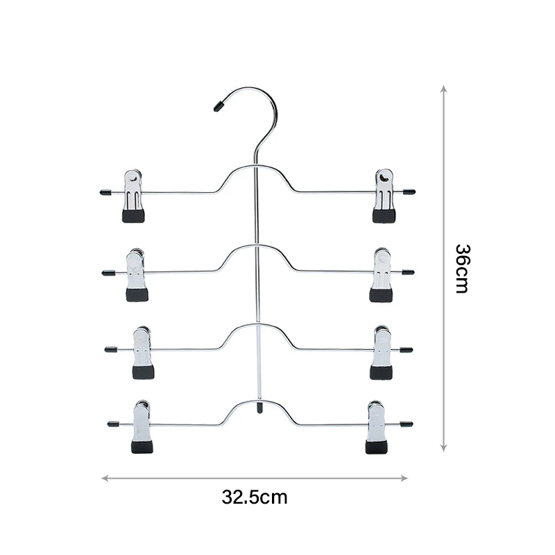 4/6-Tier Skirt Pants Shorts Hangers With Adjustable Clips Space Saving No Slip 12 Clips Clothing Storage Metal Skirt Rack