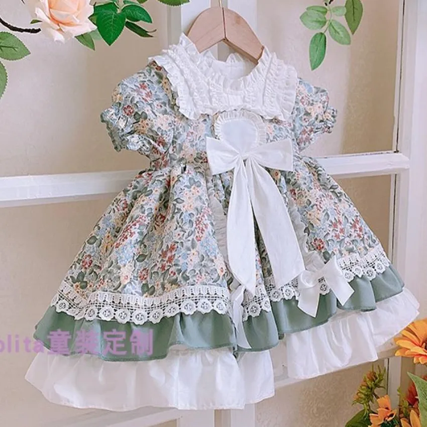 Baby Girl Summer floral Spanish Ball Gown  Palace Princess Dress for Birthday party Casual