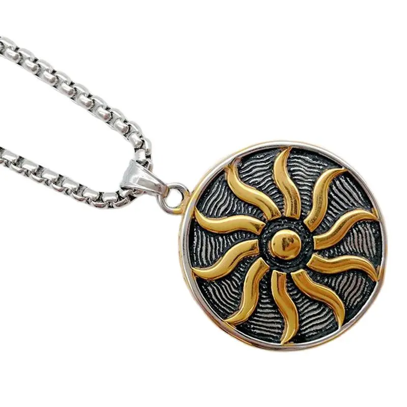 New Arrival Sun Wheel Golden-Sun Kolovrat Slavic Amulet pendant norse Occult Symbol Pendant Germanic men women necklace,CAGF0067