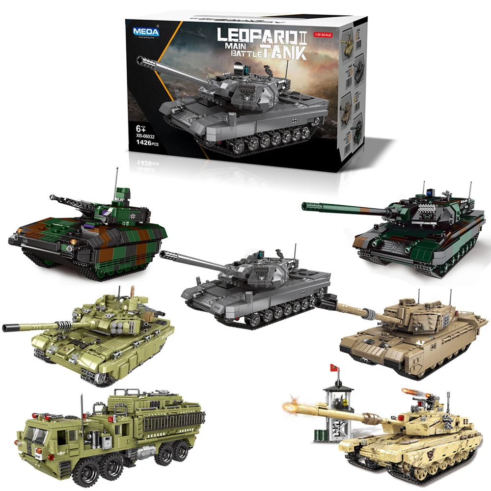 Gift Box The WW2 Military high-tech XB06042 Armored Vehicle Main Battle Tank Building Blocks Toys Weapon Figures Bricks Birthday