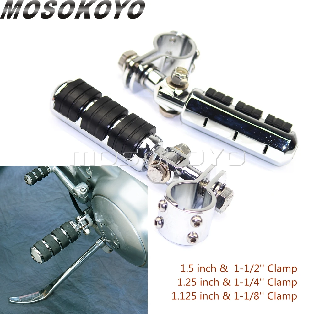 Pair Highway Mount Motorcycle Footpeg Offset Footrest Foot Pegs Pedals w/ Clamp For Yamaha Honda Suzuki GL1500 Chopper Bobber