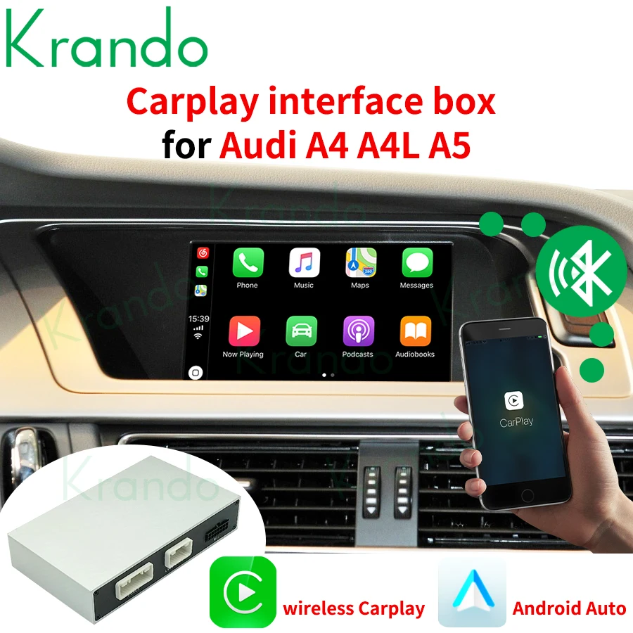 Krando WIFI Wireless CarPlay Activation Module For Audi A4 A4L A5 S4 B8 B9 2009 - 2020 MMI 3G 2G Decoder Box AirPlay Maps