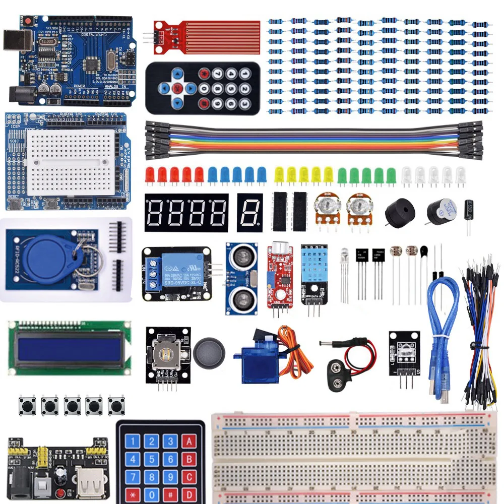 NEW Upgraded Super Starter kit for Arduino R3 CH340 - R3 Breadboard / Step Motor / SG90 Servo / 1602 LCD / jumper Wire