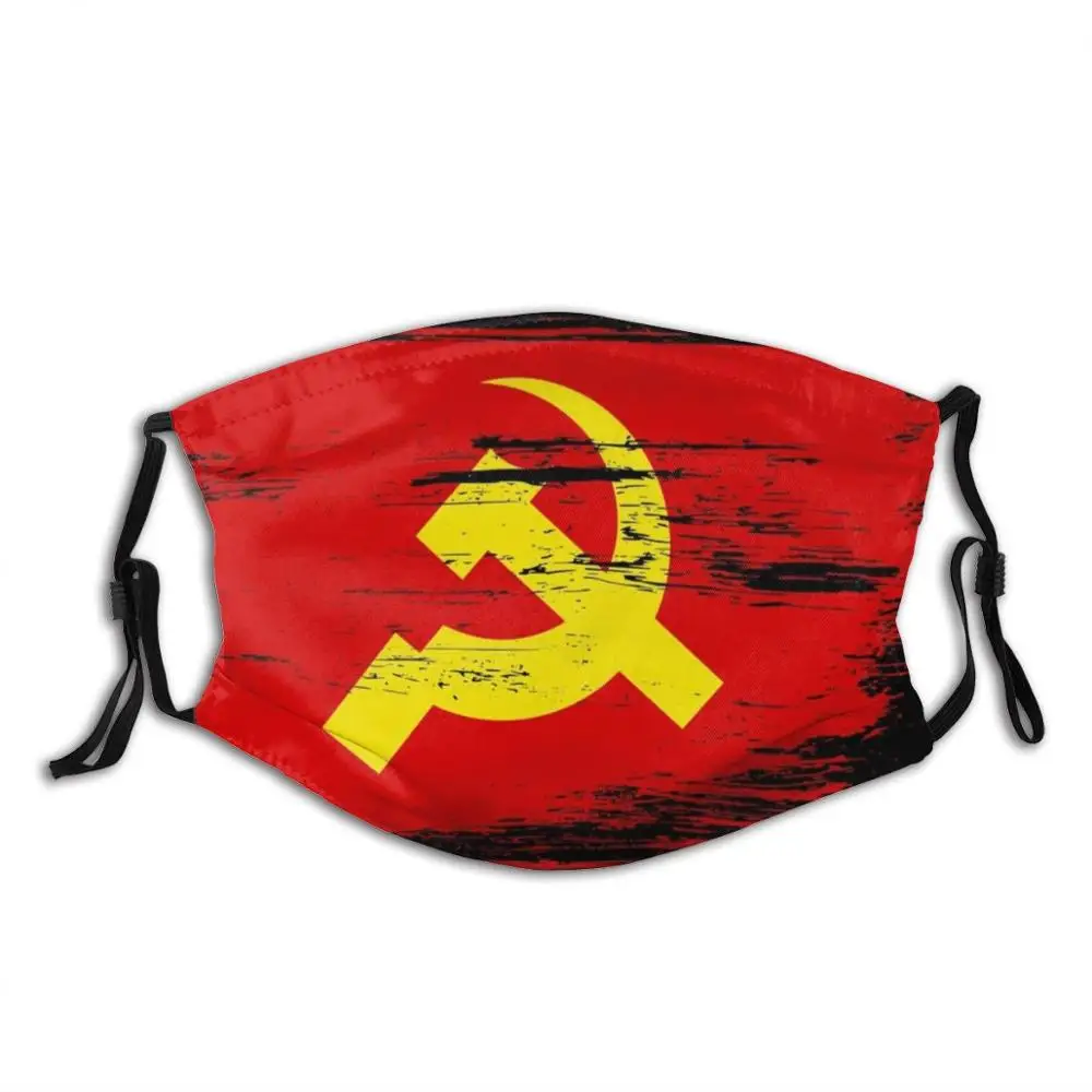 Bandeira Usr Foice Martelo Scuffed-Idéia Presente Engraçado Imprimir Filtro Pm2.5 Reutilizável Máscara Facial Martelo Comunismo Ussr Bandeira Russa