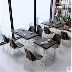 Mesa y silla de comedor de madera maciza para tienda de postres, combinación de mesa y silla de bar simple y moderna para restaurante y cafetería