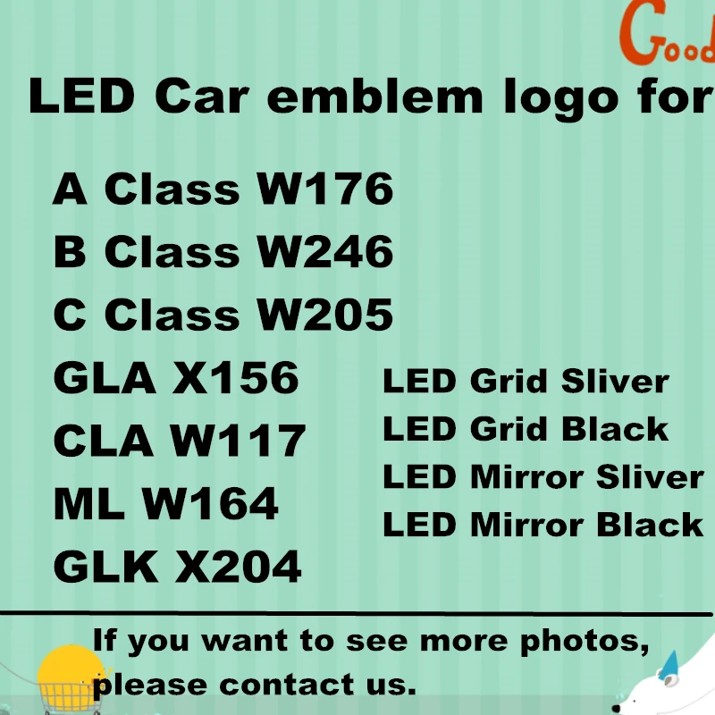 

For C Class W205 2015-2018 GLA X156 CLA W117 ML W164 W166 GLK X204 Car LED Emblem Replace Insignia Front Grille Logo Car Badge