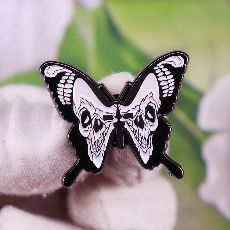 

Skull butterfly enamel pin Halloween Party Goth brooch Jewelry Accessory