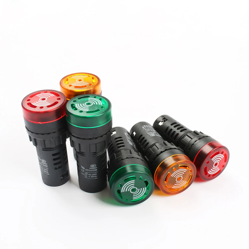 1pc colorful AD16-22SM 12V 24V 110V 220V 22mm Flash Signal Light Red LED Active Buzzer Beep Alarm Indicator Red Green Yellow