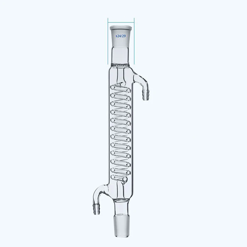 

Serpentine Condenser Lab Glassware Condenser Suitable For Vertical Distillation Or Reflux Device Length 300mm OD 38mm Mouth 24mm