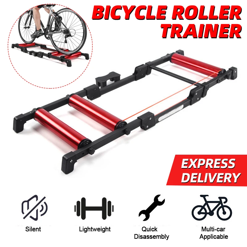 

Bike Rollers Indoor Exercise Bicycle Roller Trainer Stand Aluminum MTB Road Bicycle Home Cycling Training For 24-29 MTB Bike