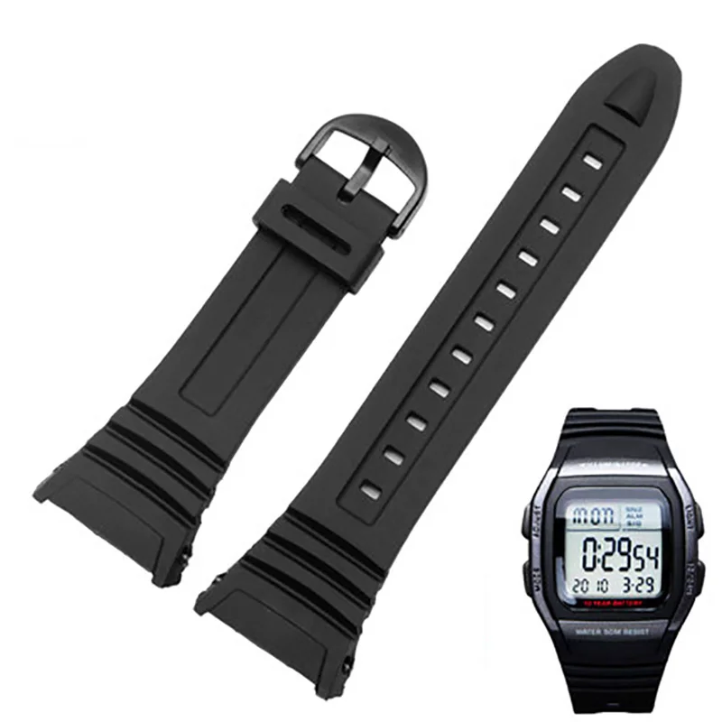 Silicone Watchband for Casio 3239 W-96H-1A 2A 9A Electronic Watch Dedicated Strap Black Men's Sport Waterproof  Rubber Bracelet