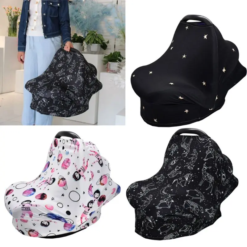 

4-in-1 Multi-use Baby Stretchy Cover Car Canopy/Nursing Cover/Shopping Cart Cover/Infinity Scarf Perfect Gift for Baby Dropship