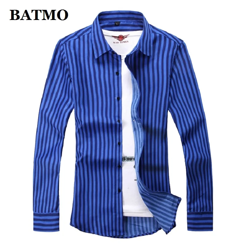 

BATMO 2021 new arrival high quality striped casual shirts men,male shirt,plus-size M-7XL