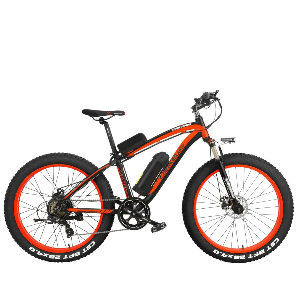 26 Inch Electric Mountain Bike Mens Cruiser Cycling Snow Bike 4.0 Fat Tire 1000W Strong Power 48V Lithium-Ion Battery