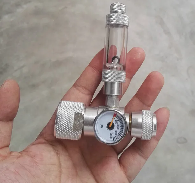 Aluminum Alloy Mini Single Gauge Pressure Reducing Valve with Bubbler Fish Tank Carbon Dioxide Cylinder Fine-tuning Valve