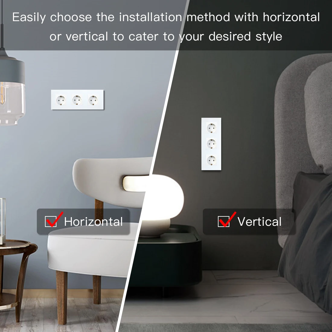 BSEED EU Standard Power Wall Sockets Triple Sockets Crystal Glass Electrical USB EU Sockets Phone Charge Type-c Power Sockets