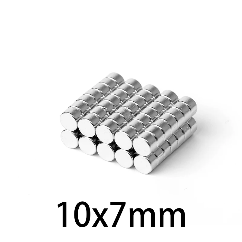 10-80Pcs 10X7mm Round Neodymium Magnets 10mmx7mm N35 Small Magnets Disc 10*7 Strong Cylinder Rare Earth Magnetic 10*7mm